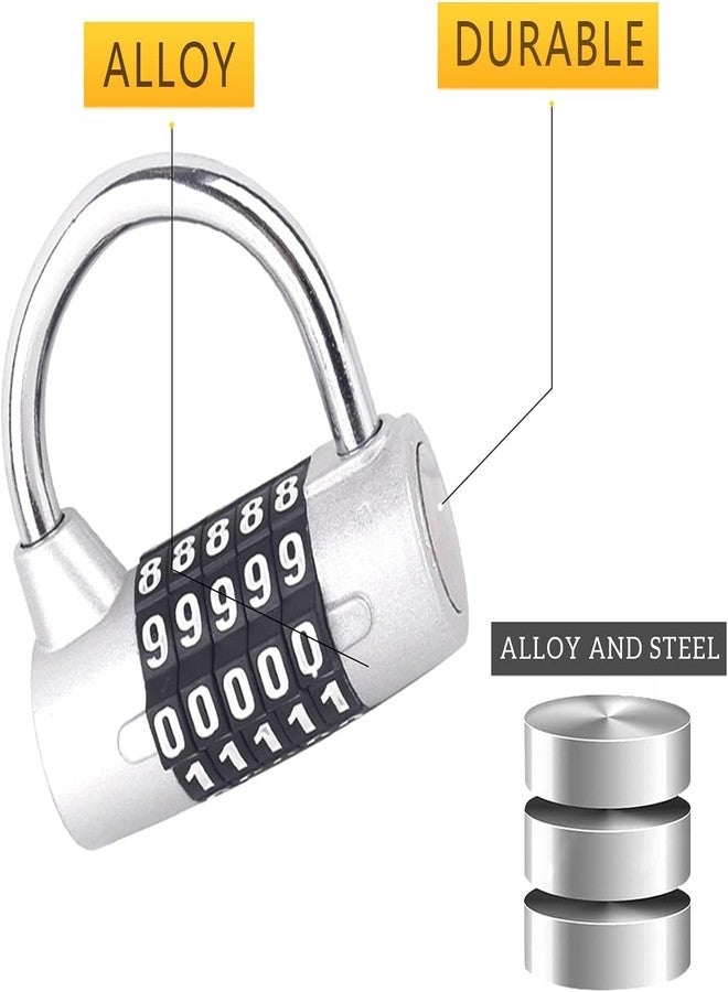 Sevia 5 Digit Combination Gym Cabinets Password Lock Tool Box Door Padlock for School, Employee, Gym & Sports Locker, Gate, Case, Toolbox, Fence (Silver) - Image 4
